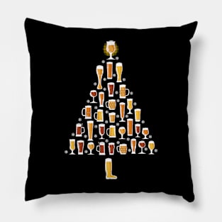 Beer Christmas Tree Men Women Beer Ugly Christmas Pillow