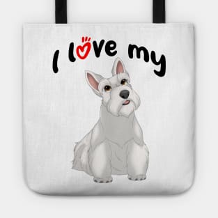 I Love My White Scottish Terrier Dog Tote