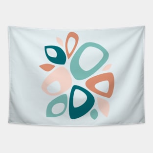 Mid Century Modern Abstract Teal, Peach and Salmon Tapestry