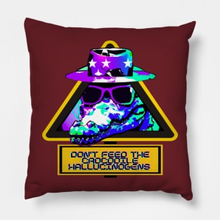 Don't Feed the Pimp Gator Hallucinogens - Trippy Pimp Alligator Pillow