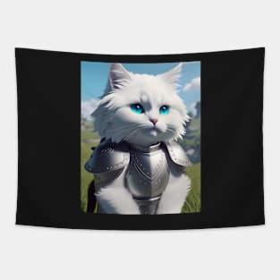 Cat in Armor - Modern Digital Art Tapestry