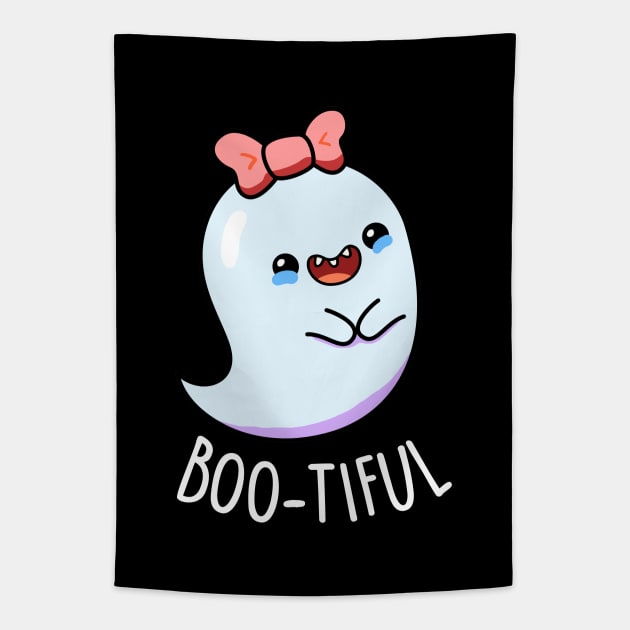 Boo-tiful Cute Girl Ghost Halloween Pun Tapestry by punnybone