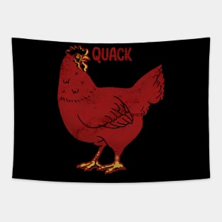 Quack Chicken Red Tapestry