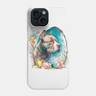 Pitbull Easter Egg Spring Watercolor Painting Dog Lover Art Phone Case