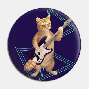 Bass cat. Rock kitty on bass guitar Pin