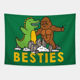 Besties Godzilla and King Kong Tapestry