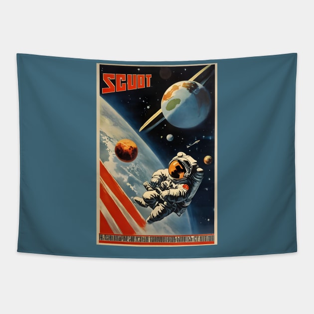 Russian cosmonaut in space Tapestry by Spaceboyishere