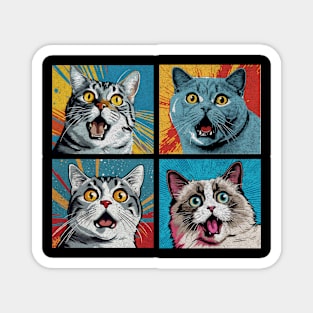 Funny Crazy Cat Pop Art Magnet