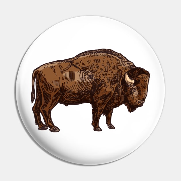 American Bison Distressed Buffalo Funny American Bison Pin by zyononzy
