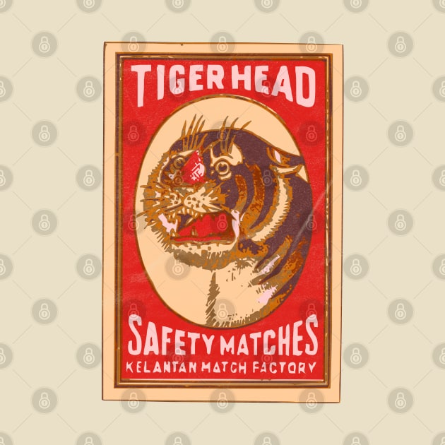 Tiger Head / Vintage Indian Matchbox Art by RCDBerlin