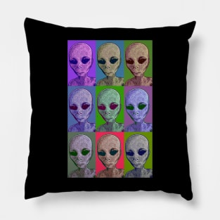 Alien Heads Pop Art Pillow