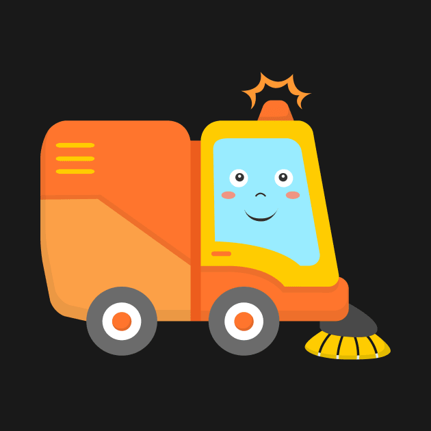 Orange Street Sweeper Road Cleaning Vehicle by samshirts