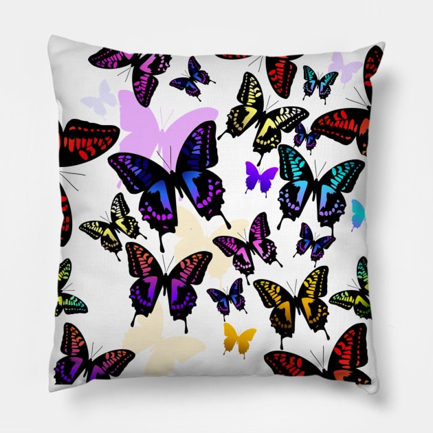 Assorted Colours Of Butterflies Pillow by Graffix