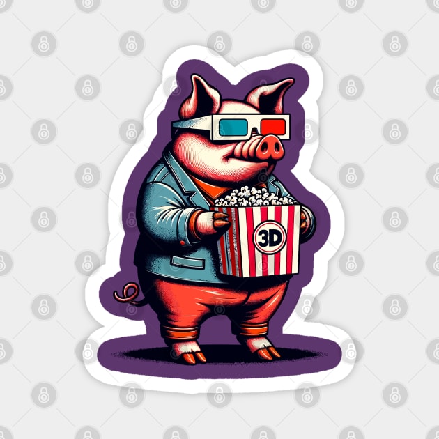 Cool pig eating popcorn Magnet by Art_Boys