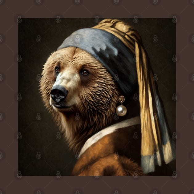 Wildlife Conservation - Pearl Earring Grizzy Bear Meme by Edd Paint Something