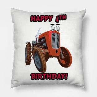 Happy 4th Birthday tractor design Pillow