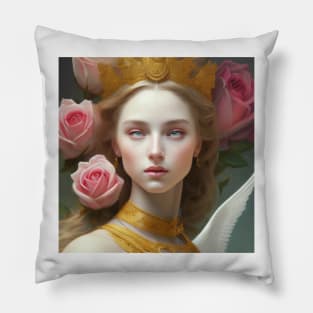 Beautiful Girl With Roses Pillow