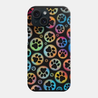 Colorful Paws in Circles Pattern Phone Case