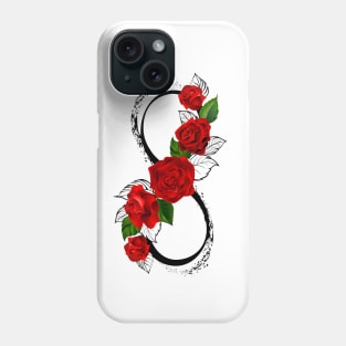 Infinity Symbol with Red Roses Phone Case