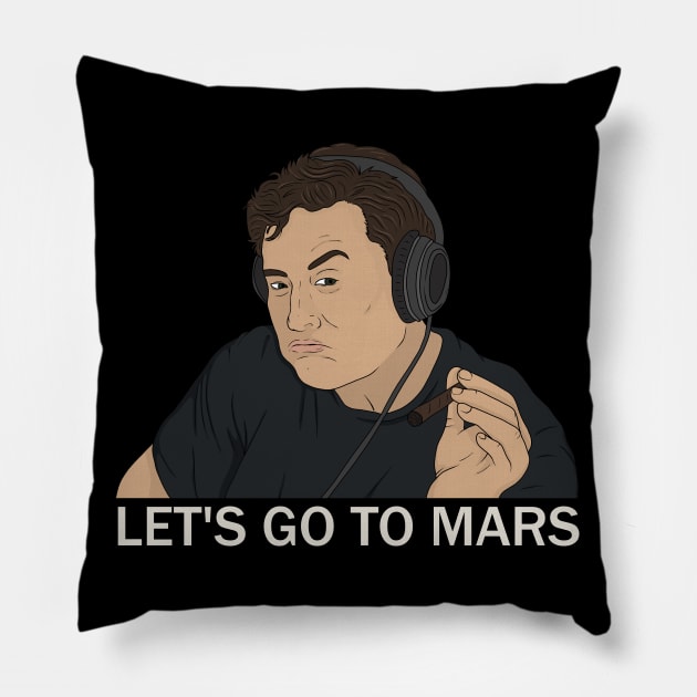 Elon Musk Smoking Let's Go to Mars Pillow by valentinahramov