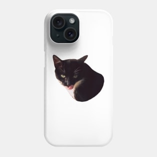 Suspicious licking black and white cat Phone Case