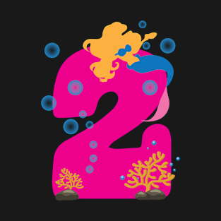 Kids Mermaid T-Shirt 2nd Birthday 2 Years Shirt Girl T-Shirt