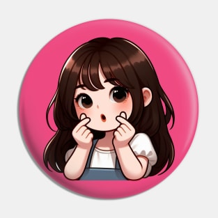 Cute Girl Korean Finger Hearts Kpop Pin