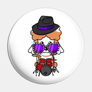 Cute French Poodle jamming on the drums Pin