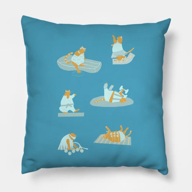 Active Orange Cats Pillow by ahadden