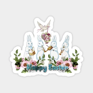 Funny easter bunny playing music Magnet