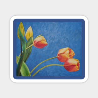 Tulip Sunshine on Blue Ground Magnet