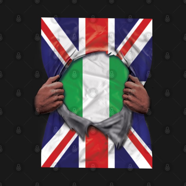 Nigeria Flag Great Britain Flag Ripped - Gift for Nigerian From Nigeria by Country Flags