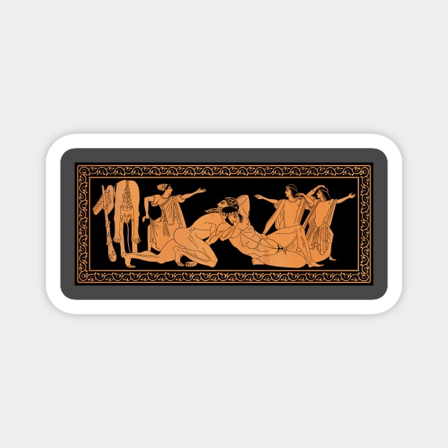 Herakles wrestling Antaeus Magnet by Mosaicblues