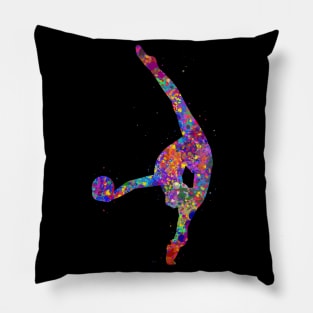 Rhythmic gymnastics ball watercolor art Pillow