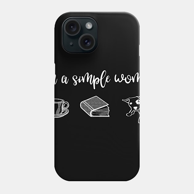 Simple Woman Coffee Books and Dogs Phone Case by MisterMash