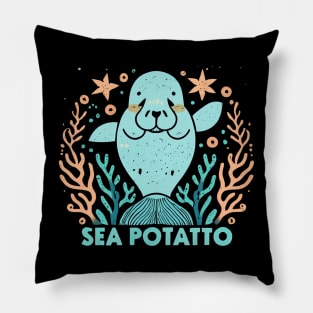 Floaty potato cute manatee animal lover Pillow