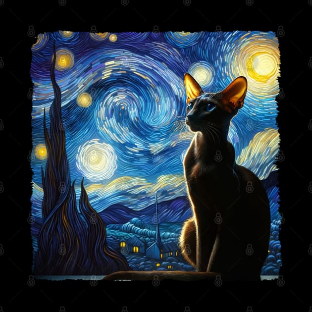 Oriental Short Hair Starry Night Inspired - Artistic Cat by starry_night