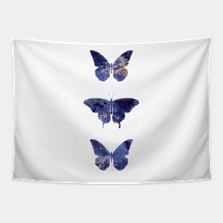 Butterflies Navy and Blush Pink Stone Tapestry