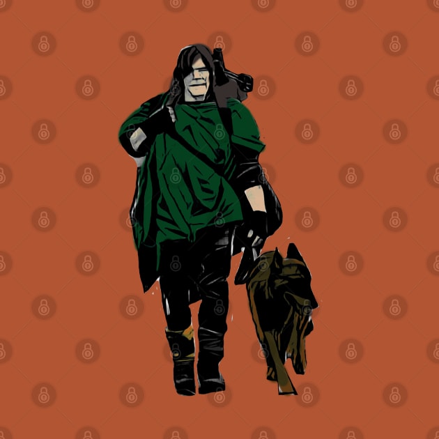 daryl dixen and dog by RetroScribbles