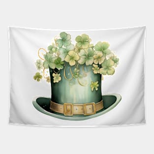 Gold and Green Leprechaun Top Hat with Clover Tapestry