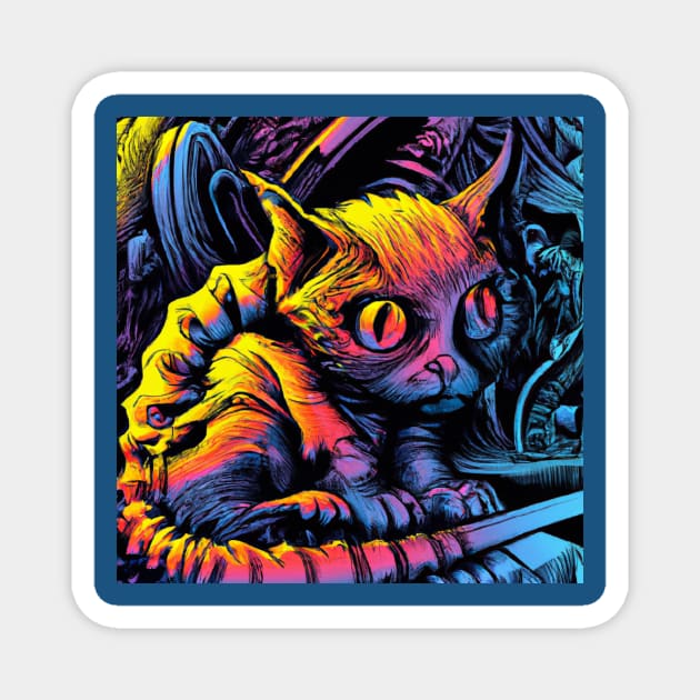 Alien Kitty Cat Lurks in the Shadows Magnet by Star Scrunch