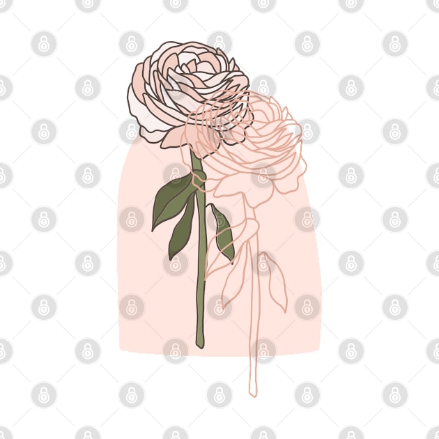 Abstract Line Art Rose Gold Rose by julidoesart