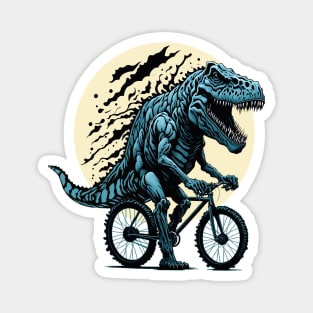 Dinosaur lover cyclist on the moon in forest Magnet