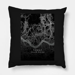 Seoul South Korea City Map dark Pillow