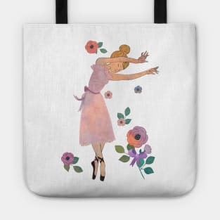 Swaying Ballet Dancer with Flowers Tote