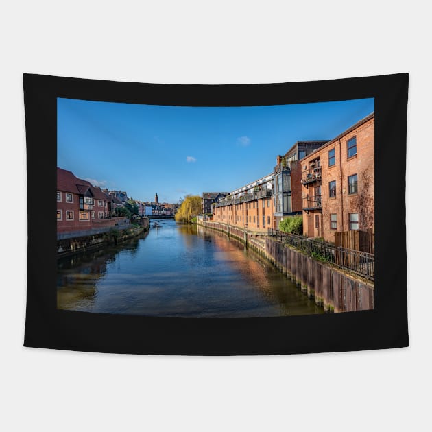Waterside apartments and flats along the River Wensum Tapestry by yackers1
