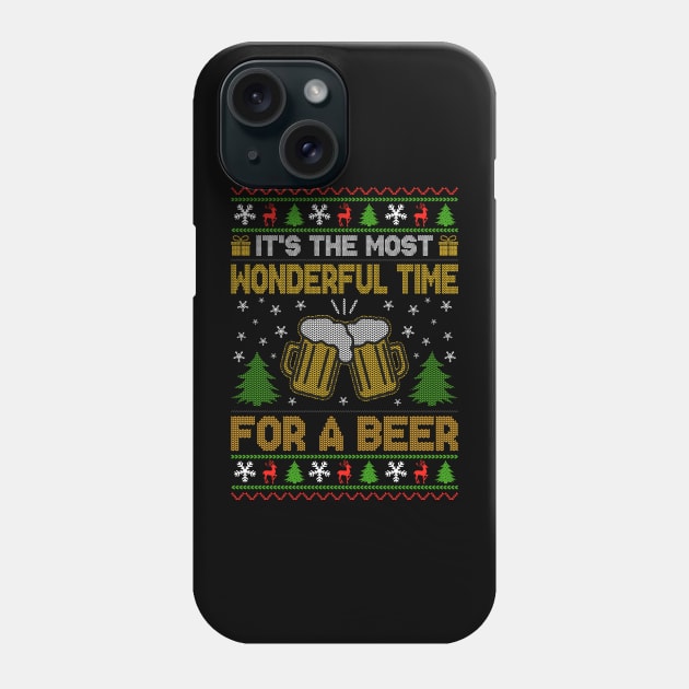 Most Wonderful Time for a Beer Ugly chritmas sweater Phone Case by MZeeDesigns