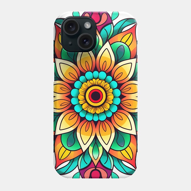 Colorful Mandala Flower Phone Case by AI Art Originals