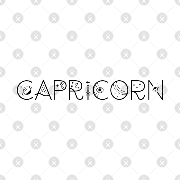 Capricorn celestial typography by lilacleopardco