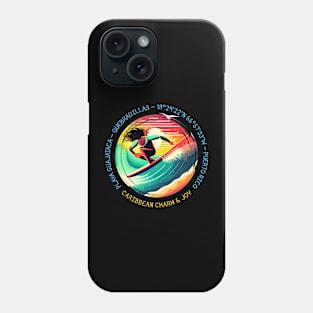 Caribbean Surfing Destinations - Playa Guajataca, Quebradillas, Puerto Rico. Woman Surfer Phone Case